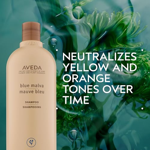 Aveda Blue Malva Shampoo | Purple Shampoo for Gray and Blonde Hair | Neutralizes Brassiness and Yellow Tones | Liter Size | 33.8 Fl Oz
