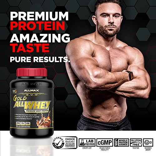 ALLMAX Gold ALLWHEY, Cookies & Cream - 5 lb - 24 Grams of Protein Per Scoop - Gluten Free, Low Carb & Low Sugar - Approx. 71 Servings