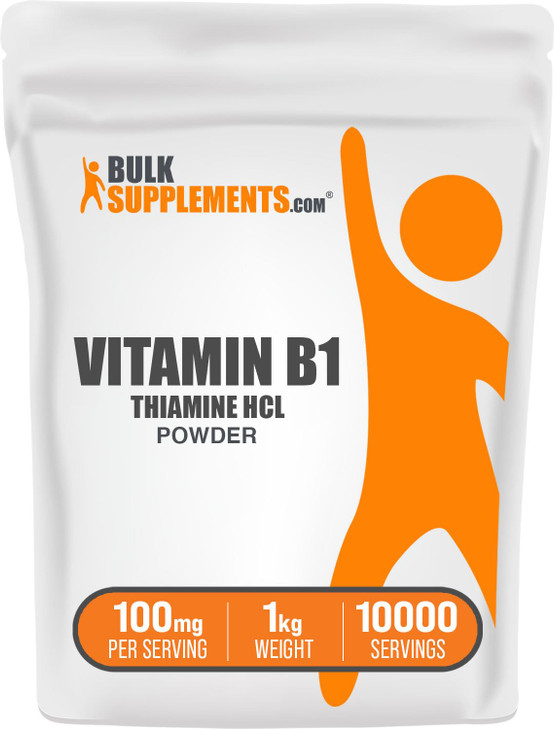 BulkSupplements Thiamine HCl Powder - Thiamine Hydrochloride, B1 Vitamins, Thiamine B1 Supplement, Thiamine 100mg - Gluten Free, 100mg per Serving, 1