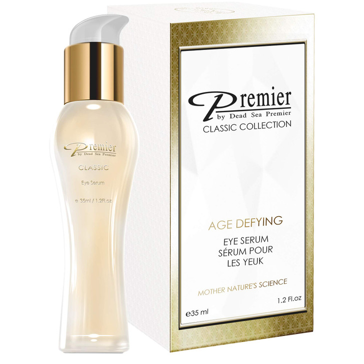 Premier Dead Sea Classic Eye Serum, Hypoallergenic, Age defying, Helps minimize wrinkles, Dark circles, Sagging skin, Reduce bags, with vitamins A &