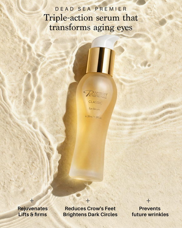 Premier Dead Sea Classic Eye Serum, Hypoallergenic, Age defying, Helps minimize wrinkles, Dark circles, Sagging skin, Reduce bags, with vitamins A &