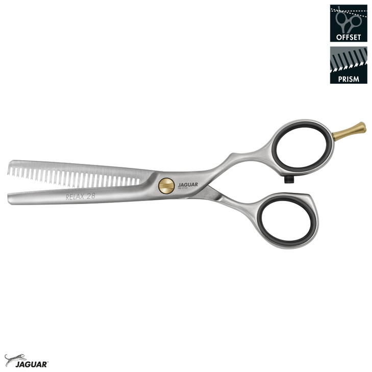 Jaguar Shears Pre Style Relax 5.5 Inch Offset Professional, Ergonomic, Steel Hair Thinning, Texturizing, Cutting and Trimming Scissors for Salon Styl