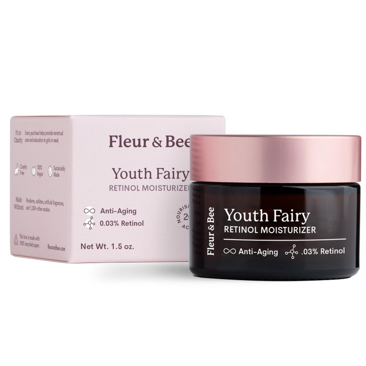 FLEUR & BEE Retinol Moisturizer | Clean, 100% Vegan | Anti Aging Cream, Retinol Cream for Face, Best for Night and Day, For Women and Men | Youth Fai