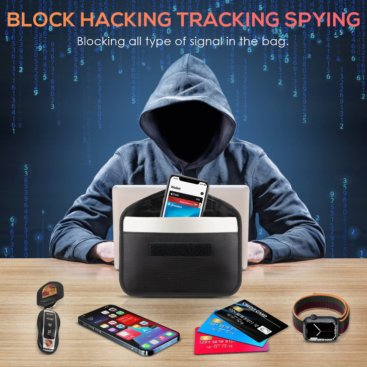 Tuulin 2 Pack Faraday Bags for Phone and Car Keys, Signal Blocking Key Pouch, Anti Theft Car Protection, Cell Phone Keyless Entry Fob Signal Blocking