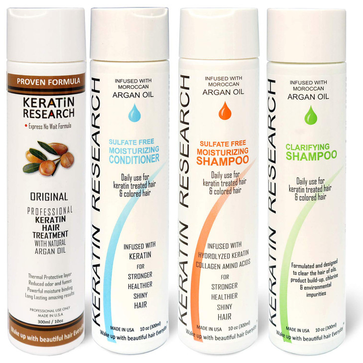 Complex Brazilian Keratin Blowout Straightening Smoothing Hair Treatment 4 Bottles 300ml Kit Includes Sulfate Free Shampoo Conditioner set by Keratin