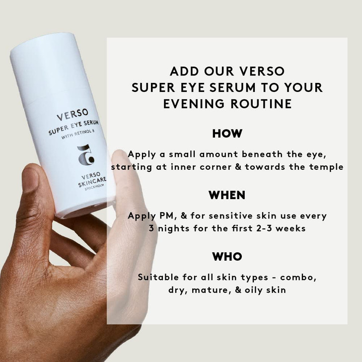 Verso Skin Care | Super Eye Serum | Rejuvenating Under Eye Serum for Youthful Skin | Eye Care Made Easy 30ML/1Fl Oz