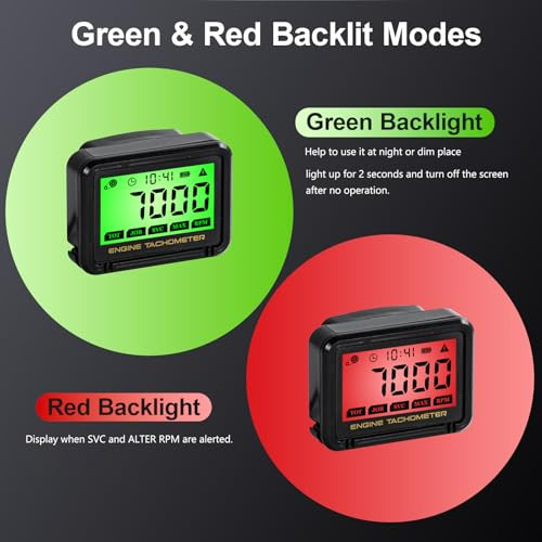 DDayuanwei Small Engine Tachometer, Digital Tachometer Tach Gauge with Clip, Inductive Hour Meter Battery Replacement for Gas Small Engine Cropper Ge