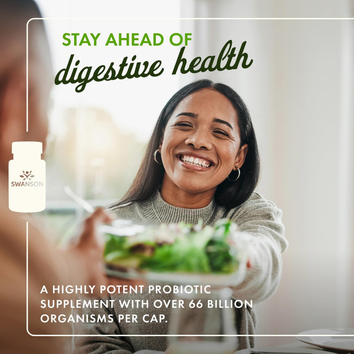 Swanson Ultimate Probiotic Formula Digestive Health Immune System Support 66 Billion CFU Prebiotic NutraFlora scFOS 30 DRcaps Veggie Capsules (Caps)