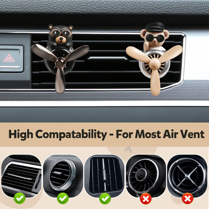 Bear Pilot Car Fresheners Vent Clip Cute Teddy New Car Scent Automotive Air Fresheners Cartoon Air Outlet Aromatherapy Ornament Thank You Gifts for H