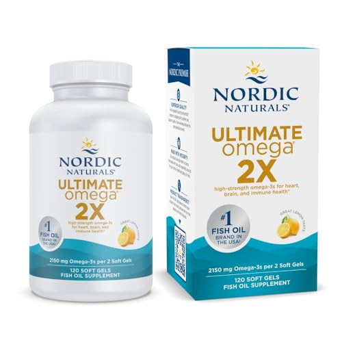 Nordic Naturals Ultimate Omega 2X, Lemon Flavor - 120 Soft Gels - 2150 mg Omega-3 - High-Potency Fish Oil with EPA & DHA - Promotes Brain & Heart Hea