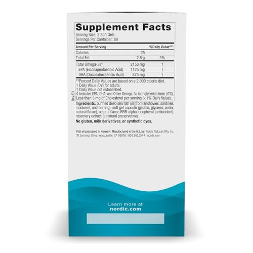 Nordic Naturals Ultimate Omega 2X, Lemon Flavor - 120 Soft Gels - 2150 mg Omega-3 - High-Potency Fish Oil with EPA & DHA - Promotes Brain & Heart Hea