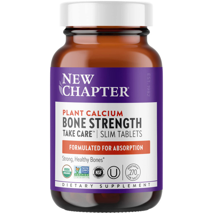 New Chapter Calcium Supplement - Bone Strength Plant-Based USDA Organic Calcium with Magnesium, Vitamin D3+K2, for Bone Health & Joint Mobility, Hear