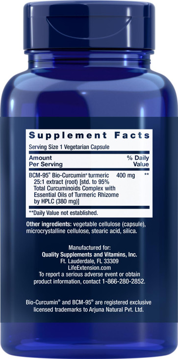 Life Extension Super Bio-Curcumin Turmeric Extract 400 mg, 60 Vegetarian Capsules (Pack of 3)