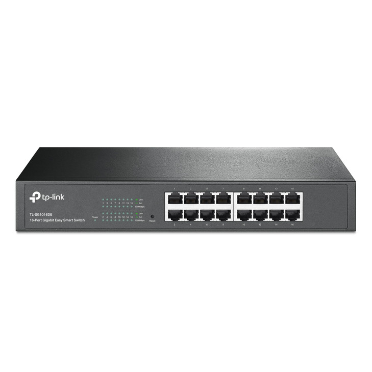 TP-Link 16 Port Gigabit Switch Easy Smart Managed Plug & Play Desktop/Rackmount Sturdy Metal w/ Shielded Ports Support QoS, Vlan, IGMP & Link Aggrega