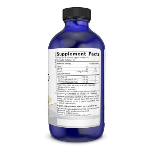Nordic Naturals ProOmega-D Xtra Liquid, Lemon Flavor - 8 oz - 3400 mg Omega-3 + 1000 IU D3 - High-Potency Fish Oil - EPA & DHA - Brain, Eye, Heart, &
