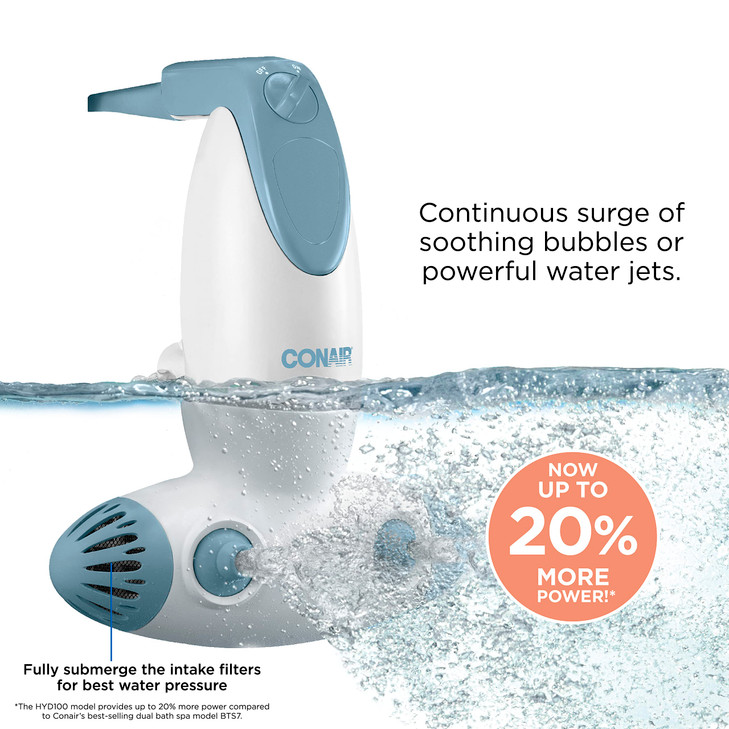 Conair Jet Hydro Spa - Portable Bath Spa with Dual Hydro Jets for Tub - Bath Spa Jet for Tub Creates Soothing Bubbles and/or Massage - Spa Bath for a