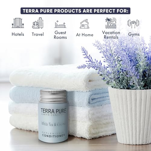 Travel Size Hotel Conditioner 100 Count 1oz Bottles Guest Amenities for Hotels Vacation Rentals & Short Term Rentals Paraben Free White Tea and Cocon