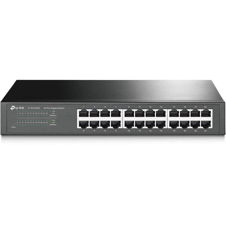 TP-Link 24 Port Gigabit Ethernet Switch Desktop/ Rackmount Plug & Play Shielded Ports Sturdy Metal Fanless Quiet Traffic Optimization Unmanaged (TL-S