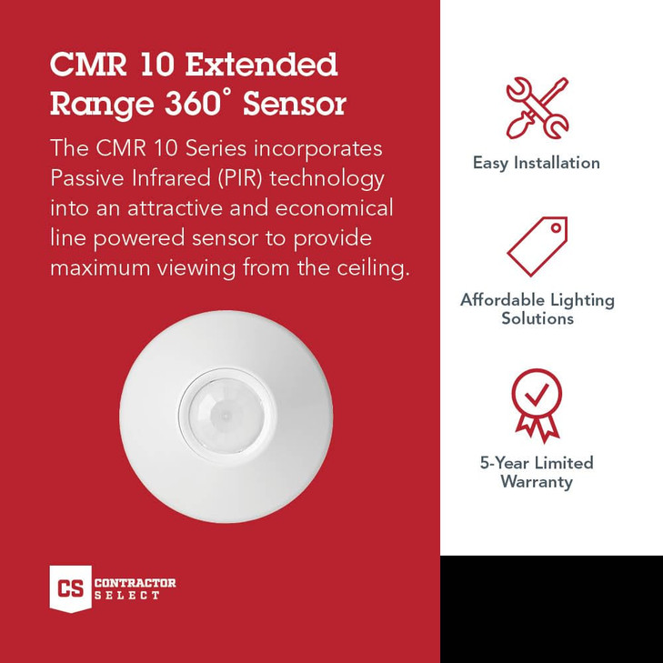 SensorSwitch Ceiling Motion Sensor, PDT Passive Dual Technology Passive Infrared PIR and Microphonics Occupancy Sensor, 360° Large Motion Detection,