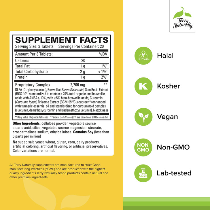 Terry Naturally Curamin Extra Strength - Curcumin & Boswellia for Healthy Circulation Support - Turmeric Supplement to Support Joints, Muscle Health
