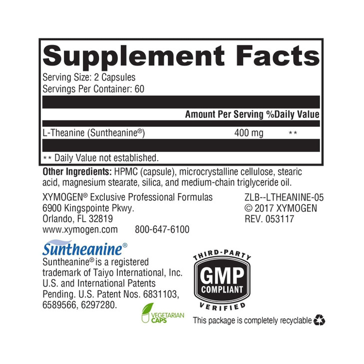 XYMOGEN L-Theanine - Patented Suntheanine L theanine 400mg Per Serving - Amino Acid Supplement to Support Calm + Relaxation Without Drowsiness, Liver