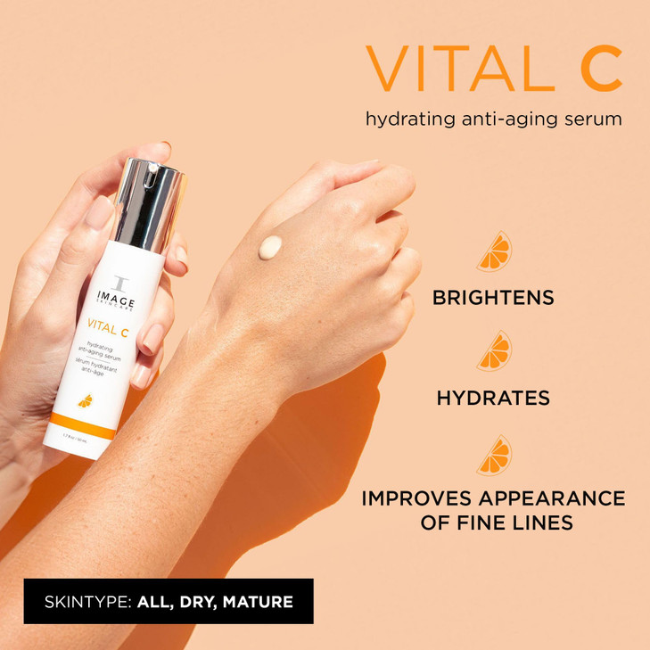 IMAGE Skincare, VITAL C Hydrating Face Serum, with Vitamin C and Hyaluronic Acid, to Brighten, Tone and Smooth Appearance of Wrinkles, 1.7 fl oz
