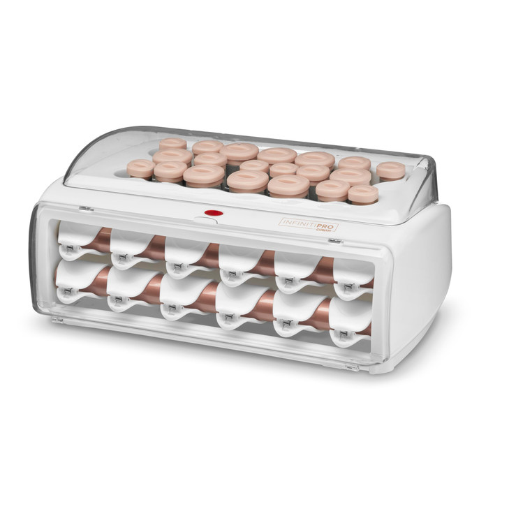 INFINITIPRO BY CONAIR Ceramic Flocked - Hot Rollers for Long, Medium, and All Hair - Hair Curler - Hair Roller Clips Included - 1 1/4-inch, 1-inch, a