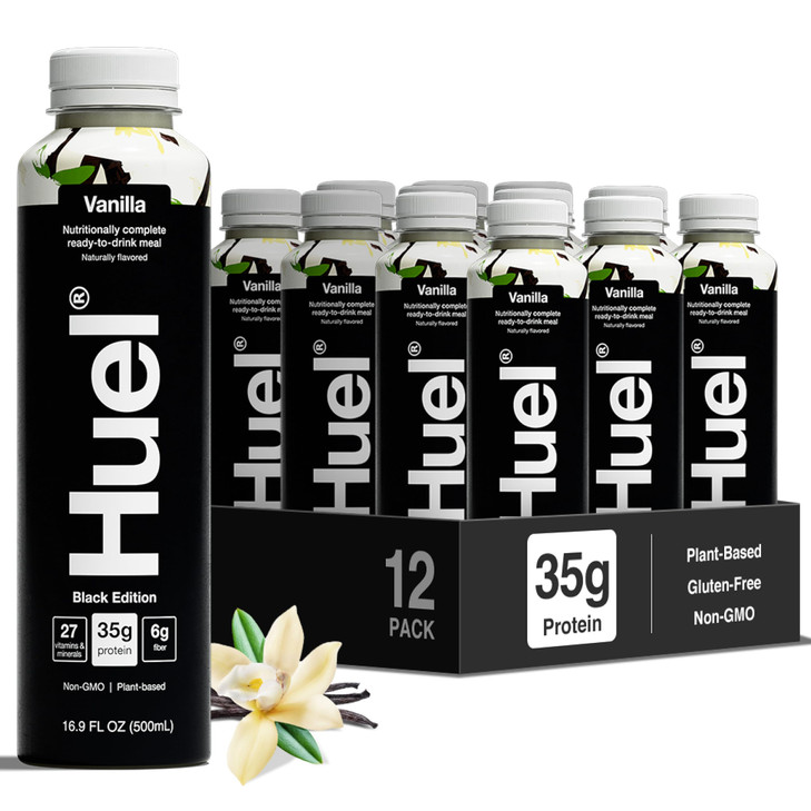 Huel Black Edition Ready-to-Drink | Vanilla Meal Replacement Shake | 35g High Protein Drink | 27 Vitamins & Minerals, Vegan, Gluten Free | Plant Base