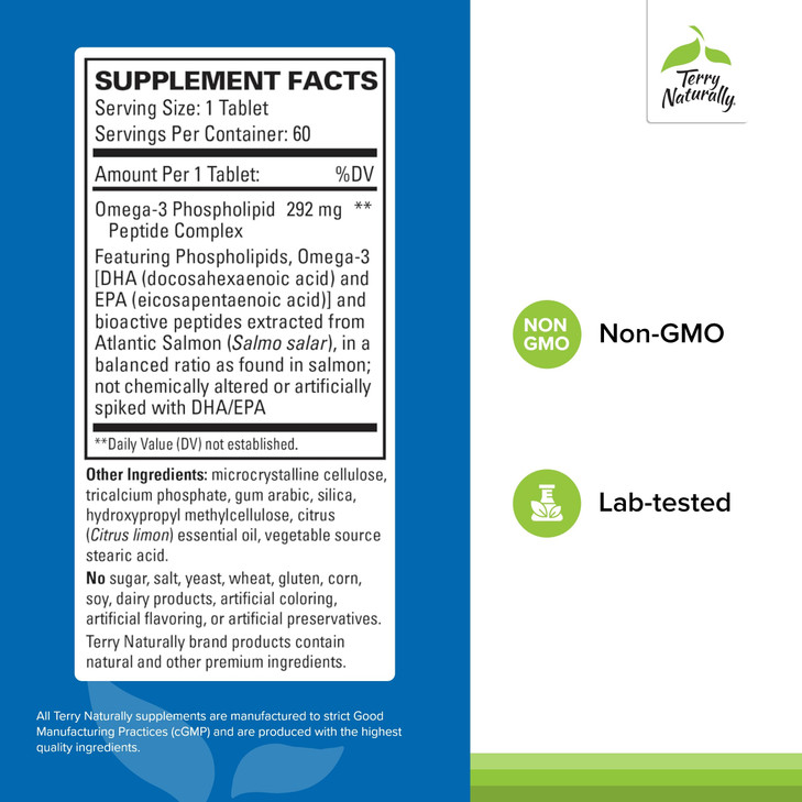 Terry Naturally Vectomega - Supplement with EPA & DHA - Omega-3 Tablets for Brain & Heart Health Support - Nutritional Supplement with Essential Fatt