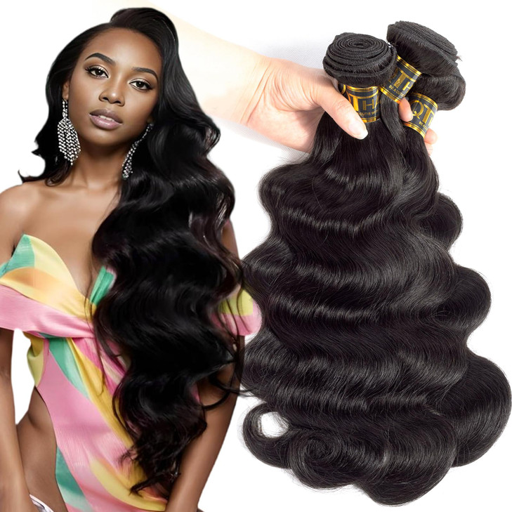 QTHAIR Brazilian Virgin Hair 18A Grade Body Wave Bundles 100% Unprocessed Virgin Brazilian Body Wavy Human Hair Bundles 20" 18" 16" 300g Brazilian Bo
