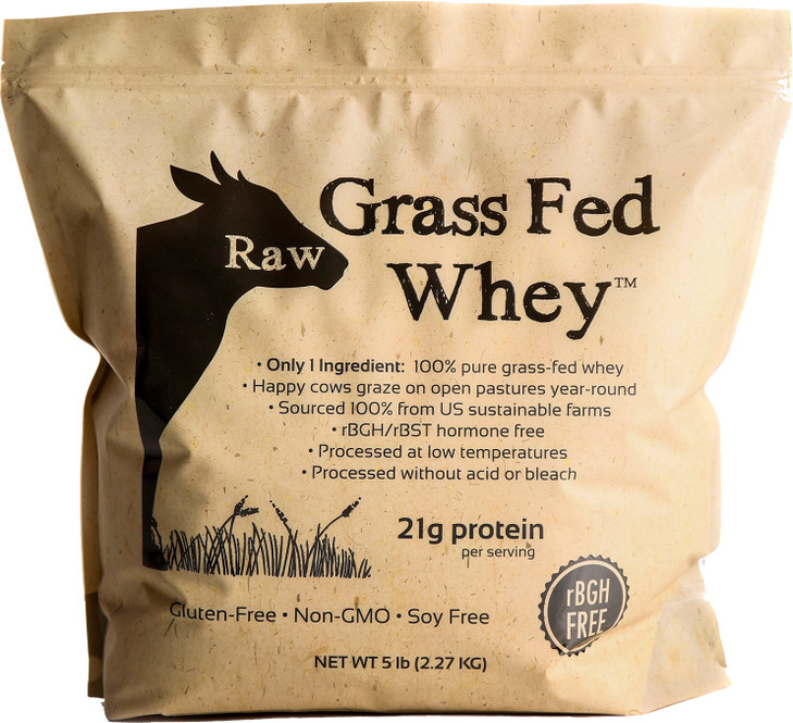 Raw Grass Fed Whey Protein Powder  Unflavored, Only 1 Ingredient: 100% Pure Grass-Fed Whey from Happy, Healthy Cows  Undenatured, Non-GMO, Hormone-
