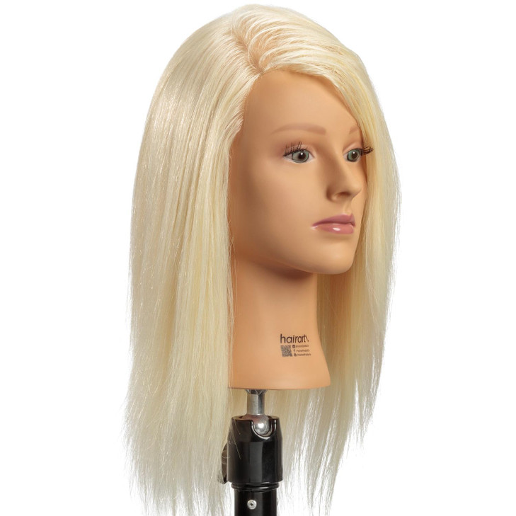 Olivia- [100% European Hair Mannequin], Cosmetlogy Training Head Doll, Platinum Blonde (17 inch)