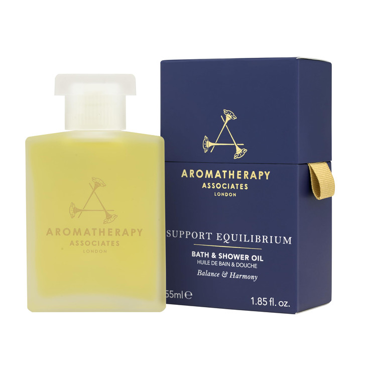 Aromatherapy Associates Support Equilibrium Bath and Shower Oil  Hydrating Oil with 3 Essential Oils to Uplift Mind, Body, and Spirit (1.86 oz)