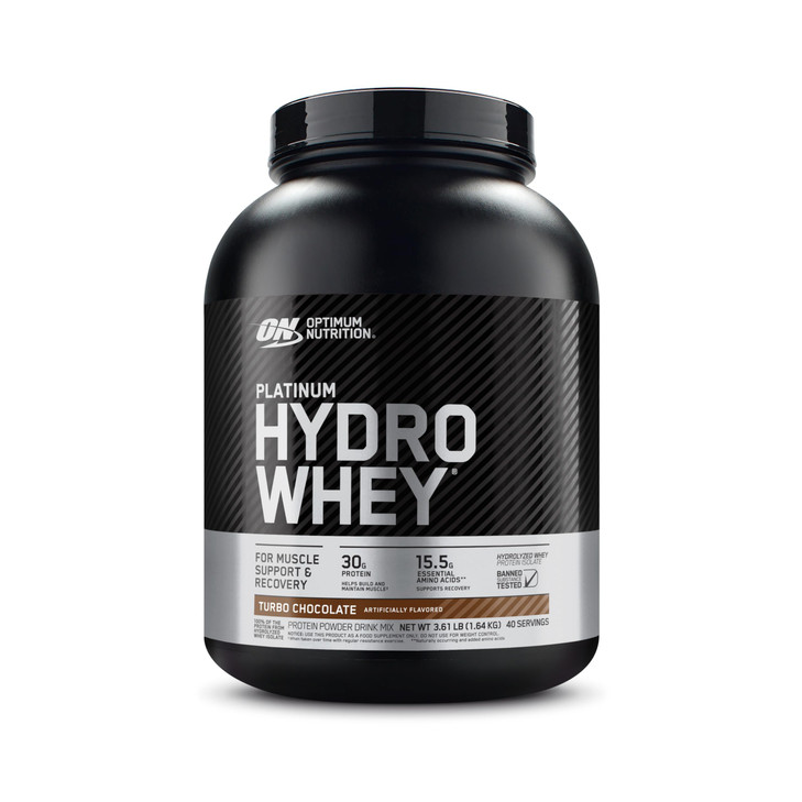 Optimum Nutrition Platinum Hydrowhey Protein Powder, 100% Hydrolyzed Whey Protein Isolate Powder, Flavor: Turbo Chocolate, 40 Servings, 3.61 Pounds (