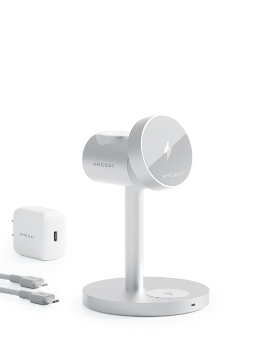 3-in-1 Fast Wireless Charging Station for MagSafe, Qi2 Certified Wireless Charger Stand, Magnetic Charger, MagFusion Wireless Charger for iPhone 17/1
