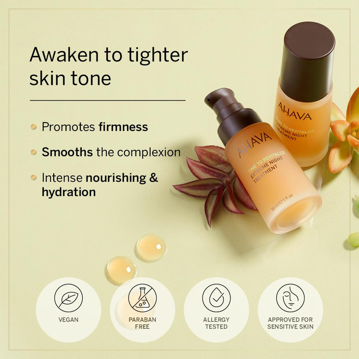 AHAVA Extreme Night Treatment - Exclusive Moisturizer, Neck & Chest Cream, Smoothes Skin & Reduces Wrinkles, Enriched with Patented Extreme Complex,