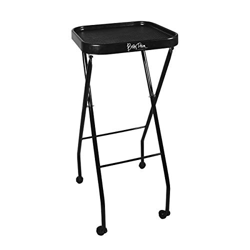 Betty Dain Folding Service Tray, Organized Work Area For Salon Services, Simple Tray Lock Release Tilts to Upright Storage Position, Rubber Wheels, 1