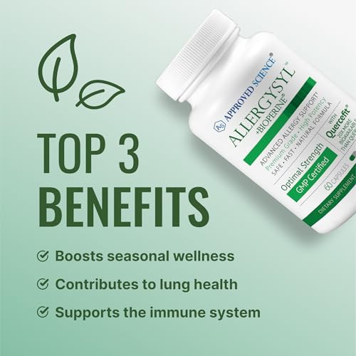 Approved Science Allergysyl - Lower Intensity of Seasonal Allergies, Boost Immunity, Rich in Antioxidants - Vegan Friendly - 180 Capsules - Made in U