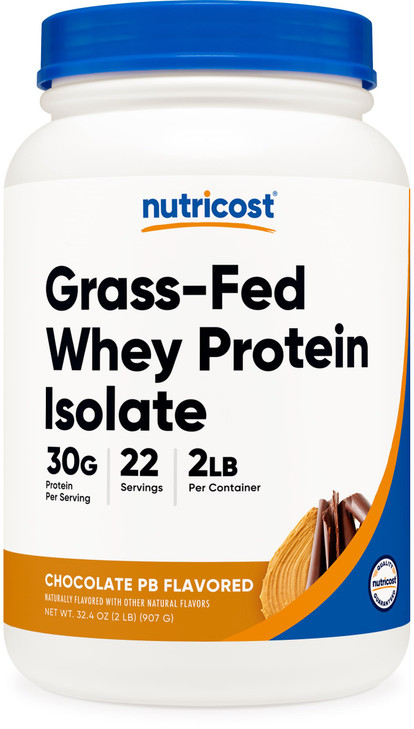 Nutricost Grass-Fed Whey Protein Isolate (Chocolate Peanut Butter, 5LBS) - Non-GMO, Gluten Free