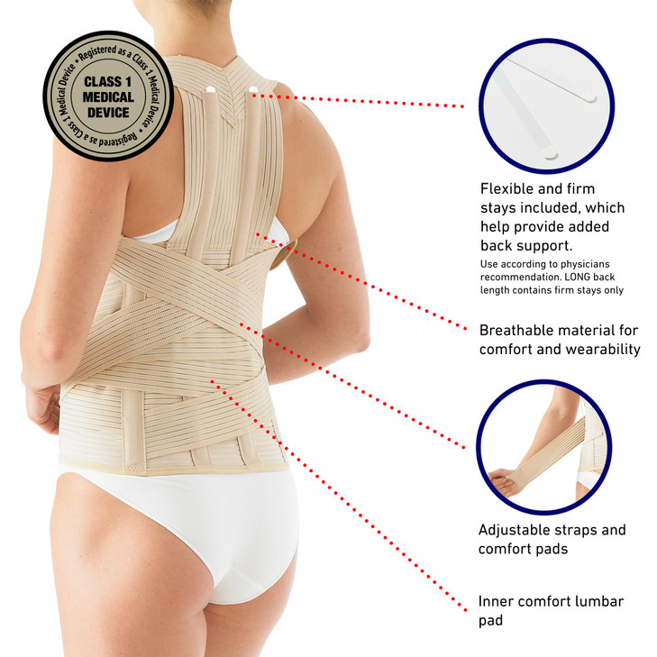 Neo-G Dorsolumbar Support Brace - Back Support For Early Kyphosis, Rounded Shoulders, Posture Correction, Muscular Aches, Lumbar Support - Fully Adju