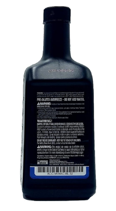 YAMAHA Original OEM Yamalube ACC-YAMAC-BL-32 Pre Diluted Antifreeze Yamalube OEM - (1) Quart