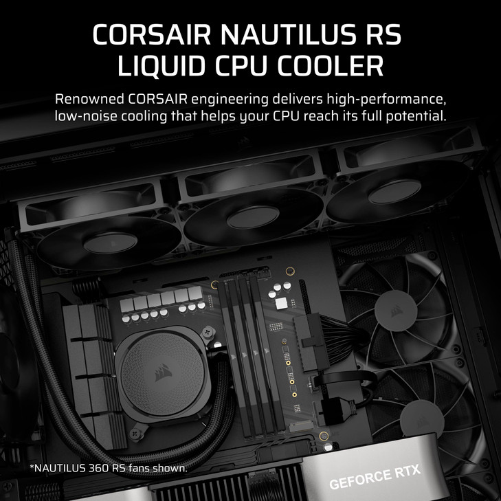CORSAIR Nautilus 240 RS Liquid CPU Cooler  240mm AIO  Low-Noise  Direct Motherboard Connection  Daisy-Chain  Intel LGA 1851/1700, AMD AM5/AM4 