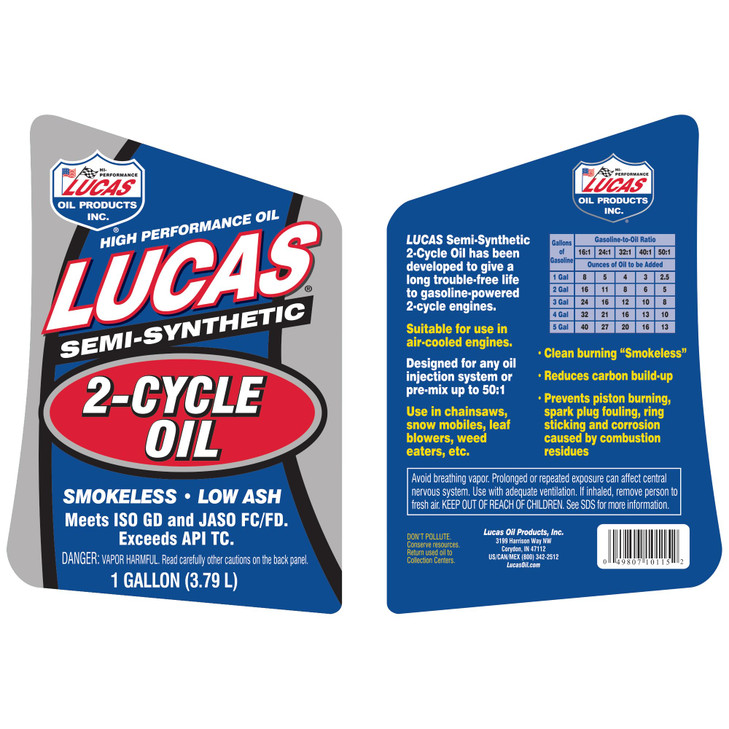 Lucas Oil 10115 Semi-Synthetic 2-Cycle Motor Oil - 1 Gallon