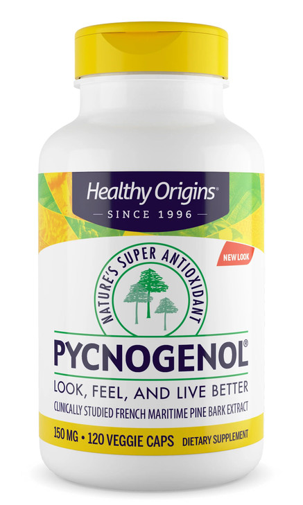 Healthy Origins Pycnogenol 150 mg, French Maritime Pine Bark Extract, Natures Super Antioxidant, Antioxidant, Non-GMO, Vegan, 120 Veggie Capsules