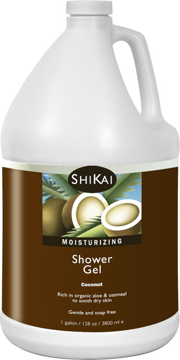 ShiKai Daily Moisturizing Shower Gel (Coconut, 1 Gallon) | Gentle Soap-Free Formula | with Aloe Vera & Oatmeal for Soft Healthy Skin | Dry Skin Relie