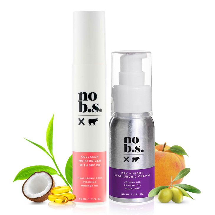 No Bad Stuff - Protect & Quench Duo - Daily Face Moisturizer Spf 20 + Day & Night Hyaluronic Cream, Hyaluronic Acid, Vitamin E (3.7 oz)