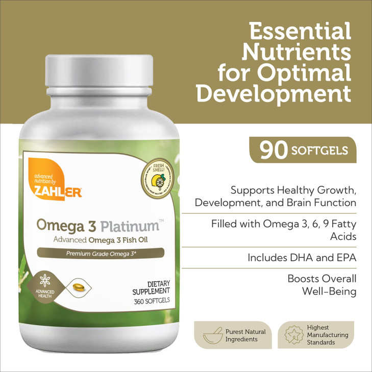 Zahler Omega 3 Fish Oil - Omega 3 Supplements with Fatty Acids, 600 mg EPA and 400 mg DHA - Supplements Derived from Kosher Tuna - Supports Brain & H