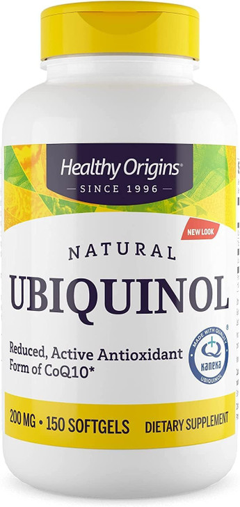 Healthy Origins Ubiquinol (Active Form of CoQ10), 200 mg - Kaneka Ubiquinol Supplements for Heart Health & Antioxidant Support - Gluten-Free & Non-GM