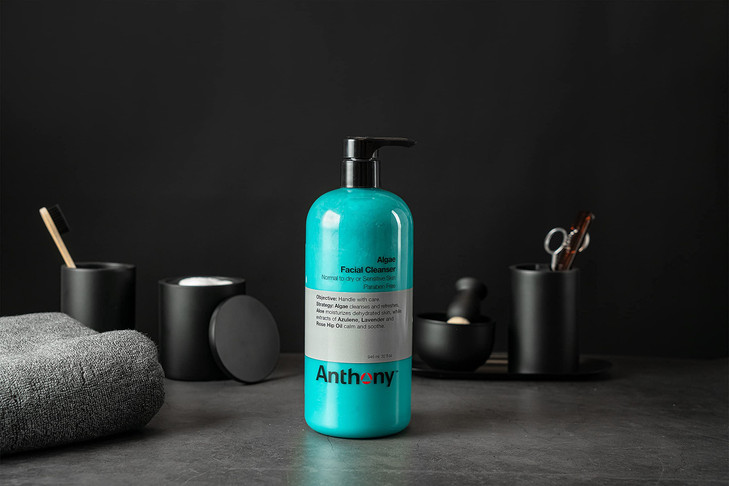Anthony Algae Facial Cleanser, 32 Fl Oz - Algae, Aloe Vera, Azulene, Lavender & Rose Hip Oil for Cleansing, Refreshing, Moisturizing, Hydrating, Calm