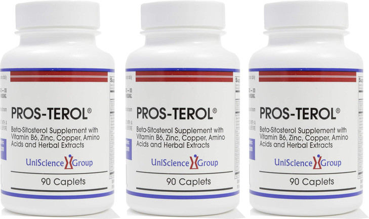 UniScience Group, Inc. Pros-TEROL (3 Bottle kit), Prostate Relief with 900 mg Plant Sterols with Pumpkin Seed, Stinging Nettle Root, Ginger Root, Lic